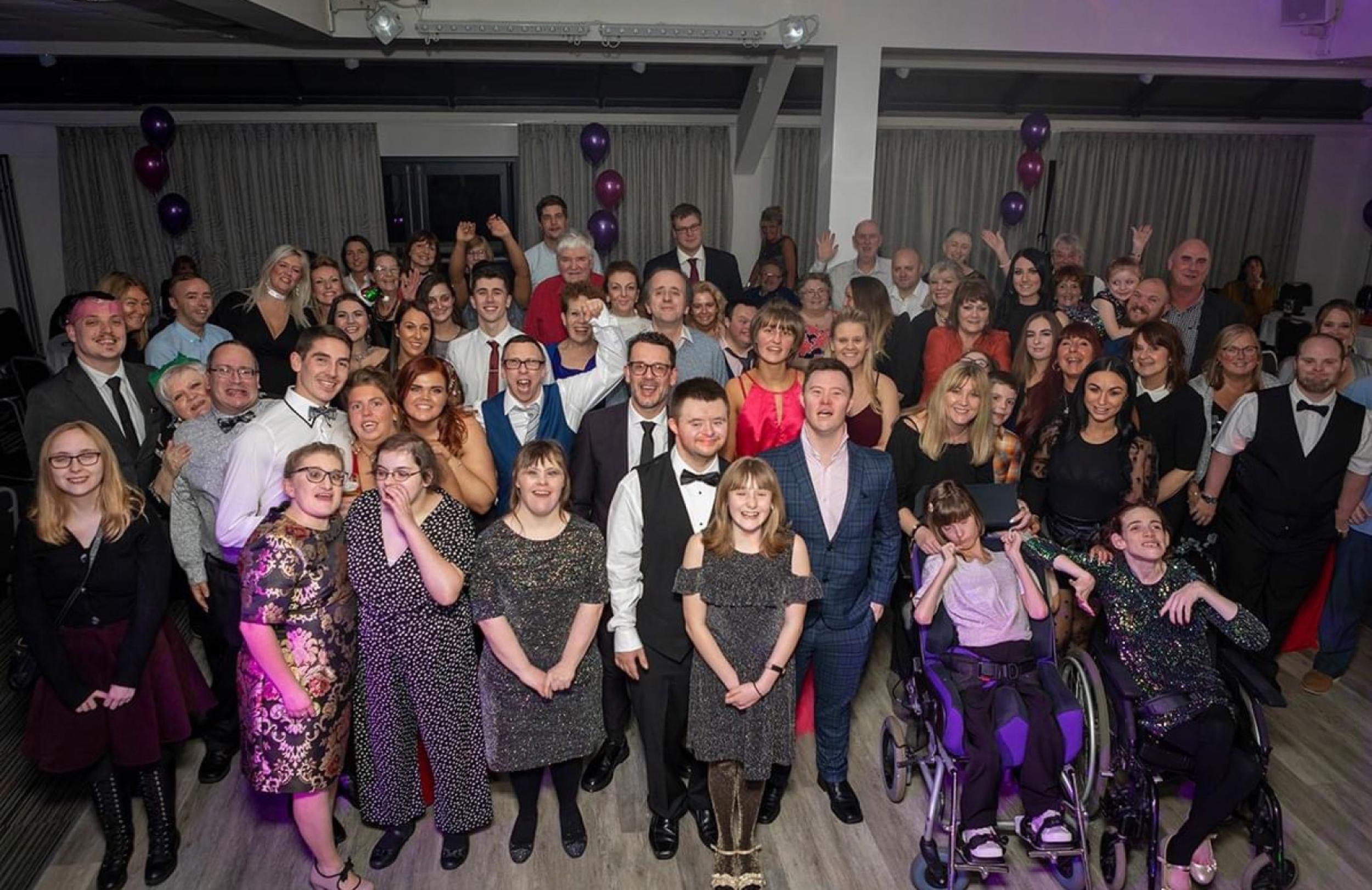 A large group of people at a party